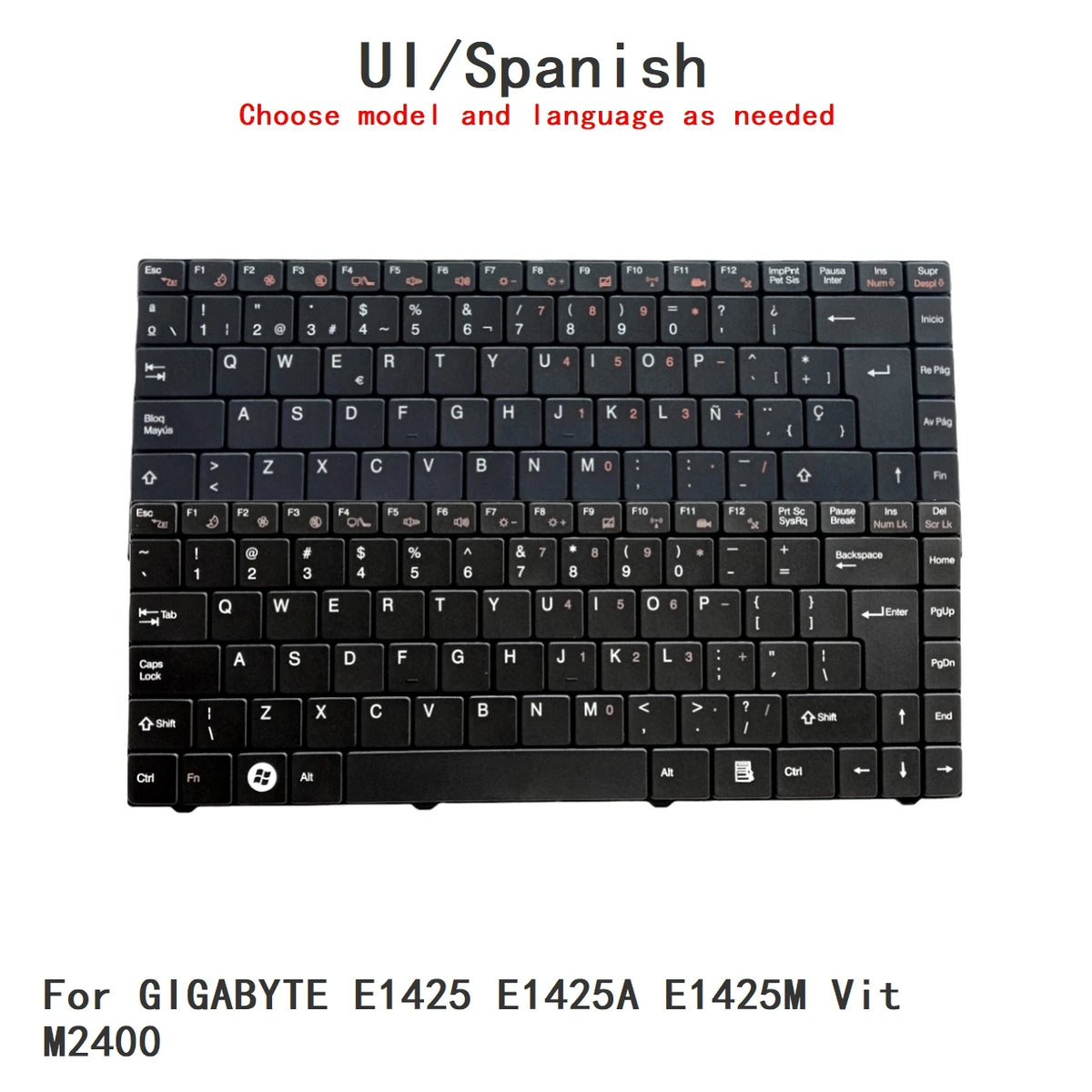 New UI Spanish Language  Keyboard For GIGABYTE E1425 E1425A E1425M Vit M2400 Notebook PC Replacement Keyboard