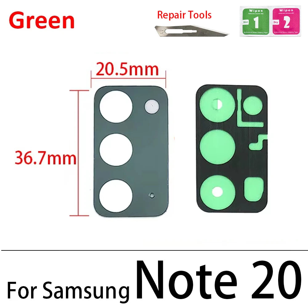 10Pcs, Back Rear Camera Glass Lens For Samsung S8 S9 S10 Plus 5G S10e Note 8 9 10 Plus Lite 20 Ultra With Adhesive Sticker Samsung phone repair parts