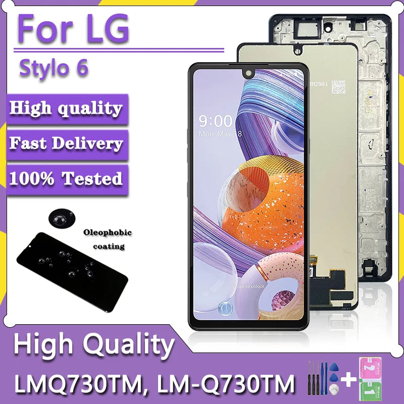 6.8"New For LG Stylo 6 LM-Q730TM LCD Display Touch Screen Digitizer Assembly For LG Stylo6 LMQ730TM Display Replacement LG phone repair parts