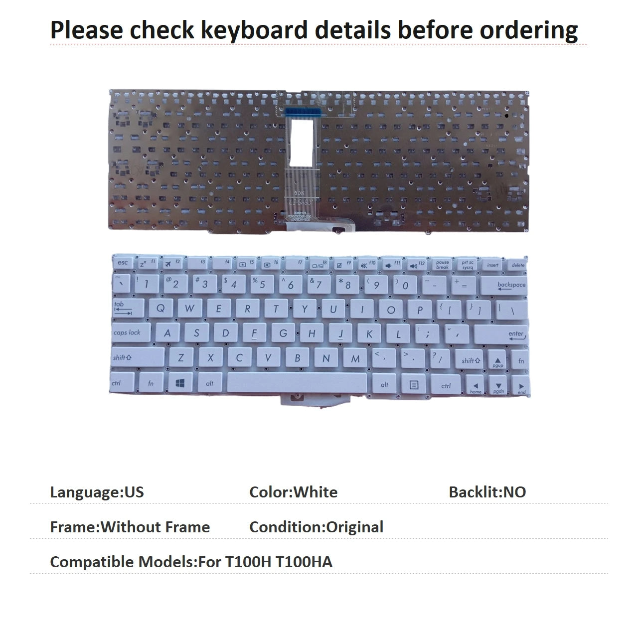 New US Language  Keyboard For ASUS T100H T100HA Notebook PC Replacement Keyboard ASUS laptop repair parts