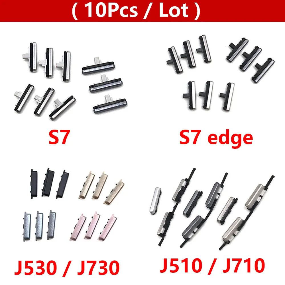50Pcs/Lot, SIde Volume Button + Power ON / OFF Buttton Key Set For Samsung S7 Edge J5 J7 2016 Metal J510 J710 / J5 J7 2018 Pro J Samsung phone repair parts