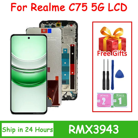 6.67“IPS 120Hz for Realme C75 5G RMX3943 Lcd Display Touch Screen Digitizer Assembly C75 Display with Frame Oppo phone repair parts Realme phone repair parts