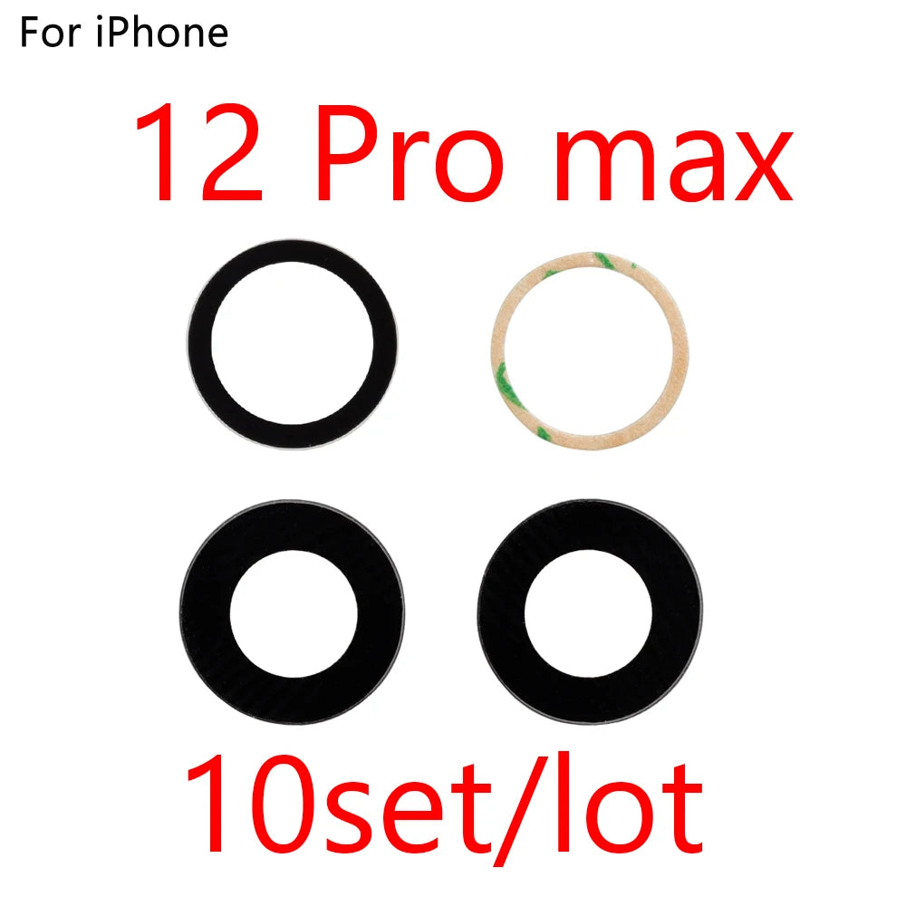 10pcs Rear Back Camera Lens Glass for iPhone 14 13 Pro Max 12 11 ProMax Mini XR XS XSMax X 7 8 Plus 6 6s SE with Glue Sticker iPhone phone repair parts