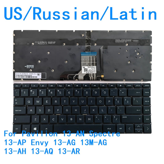 New US Russian Latin language  Backlit Keyboard For HP Pavilion 13-AN Spectre 13-AP Envy 13-AG 13M-AG 13-AH 13-AQ 13-AR HP laptop repair parts
