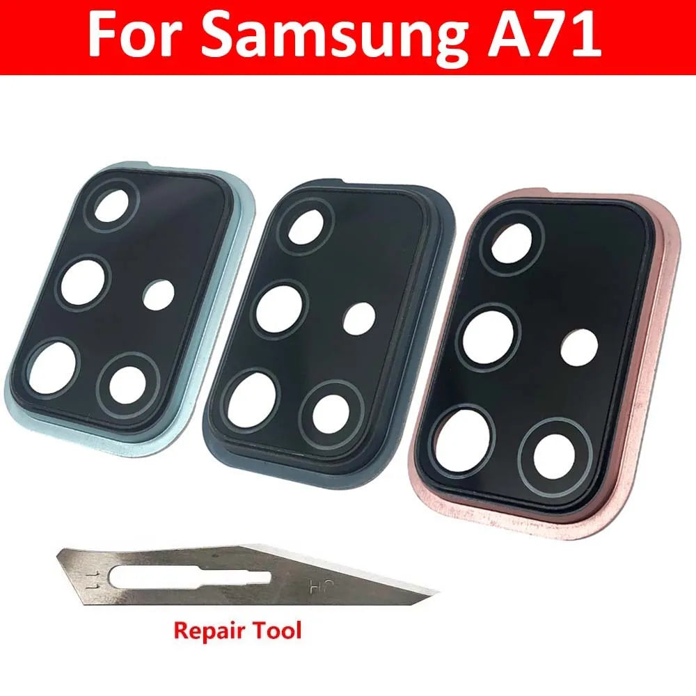New For Samsung A71 A715 A715F Housing Back Rear Camera Glass Lens With Cover Frame Holder Samsung phone repair parts