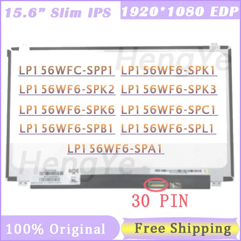 NV156FHM N42 LP156WF6 SPK1 K6 For Lenovo Thinkpad P50 P51 P50S E560 E565 L590 L580 L570 L560 E570 E575 15.6"Slim FHD IPS LCD Screen Lenovo laptop repair parts
