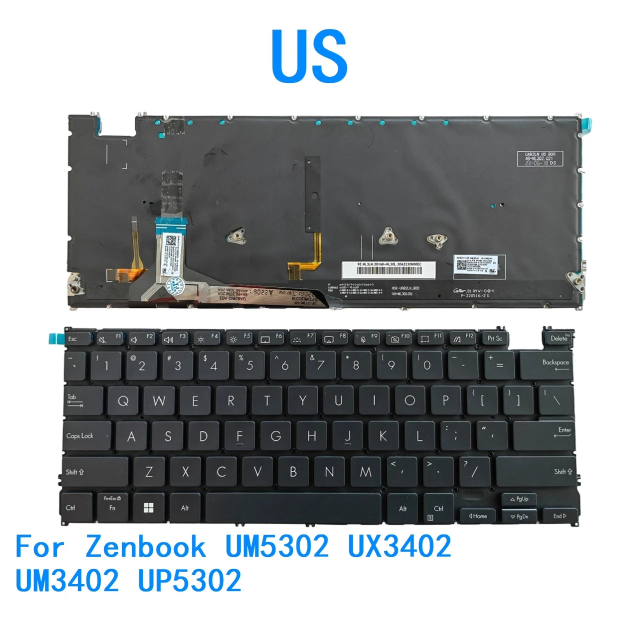 New US Language  Backlit Keyboard For ASUS Zenbook UM5302 UX3402 UM3402 UP5302 Notebook PC Replacement Keyboard ASUS laptop repair parts