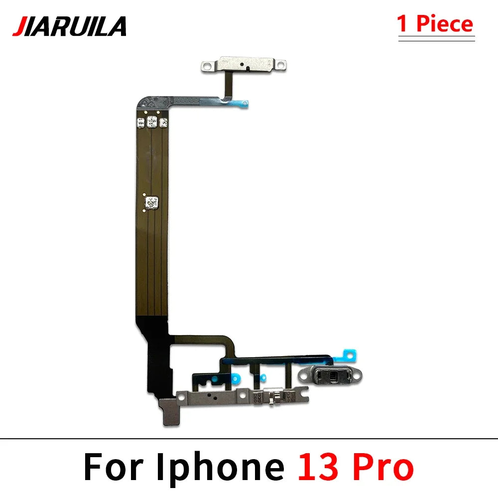 10Pcs, Power Switch On Off Button Volume control Key Button Flex Cable For iPhone 13 14 15 Pro Max Plus Mini iPhone phone repair parts