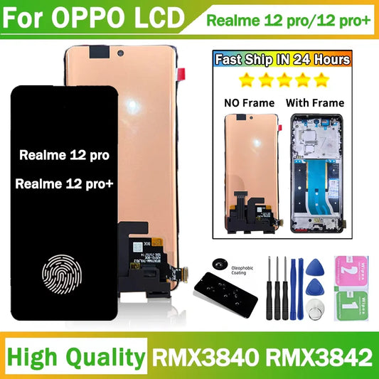 6.7“AMOLED For Oppo Realme 12 Pro+ Pllus RMX3840 LCD Display Touch Screen Digitizer For Realme 12 Pro 5G LCD Screen Oppo phone repair parts Realme phone repair parts