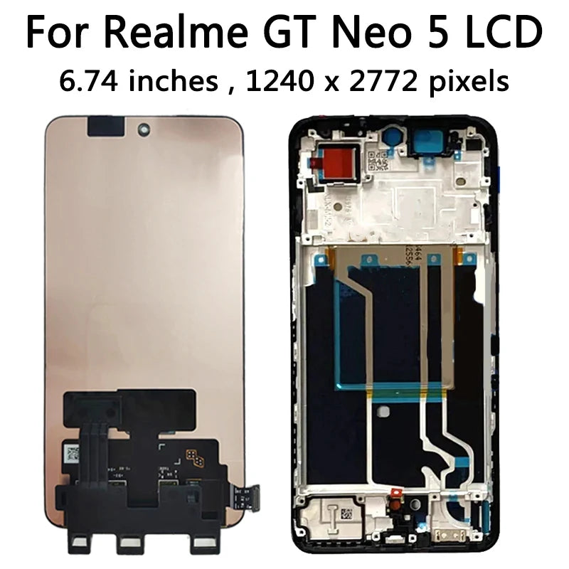 6.74“New AMOLED For Oppo Realme GT Neo 5 RMX3706 LCD Display Screen+Touch Panel Digitizer For Realme GT Neo5 Display Oppo phone repair parts Realme phone repair parts