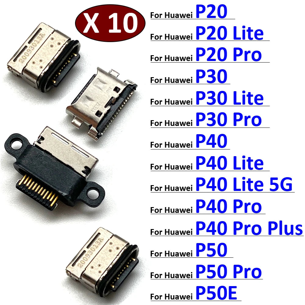 10Pcs, Charger Micro USB Charging Port Dock Connector Socket For Hauwei P20 P30 P40 P50 Lite Pro Plus 5G HUAWEI phone repair parts