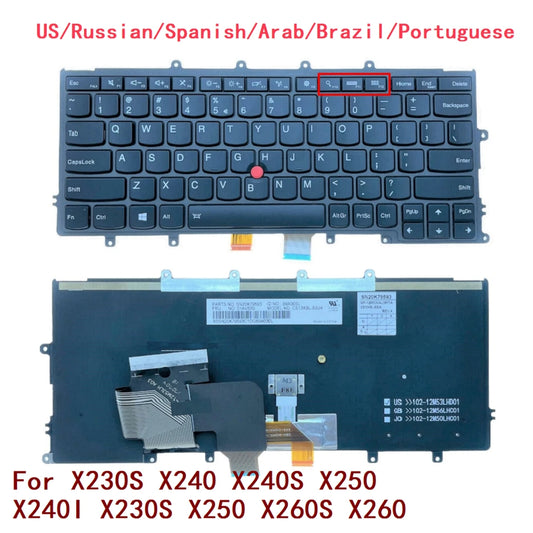 US Russian Spanish Arab Brazil Portuguese Backlit Keyboard For Lenovo Thinkpad X230S X240 X240S X250 X240I X230S X250 X260S X260 Lenovo laptop repair parts
