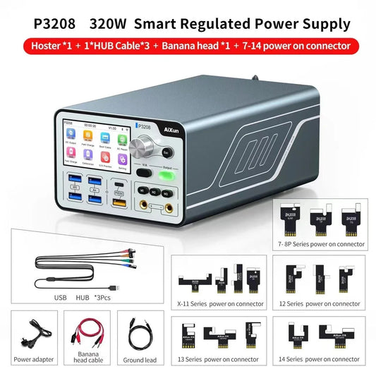 Aixun P3208 32V/8A Smart Voltage Ammeter Regulator Current Power Short Circuit Tester For iPhone 7-14 Series Power on cable Professional Repair Tools