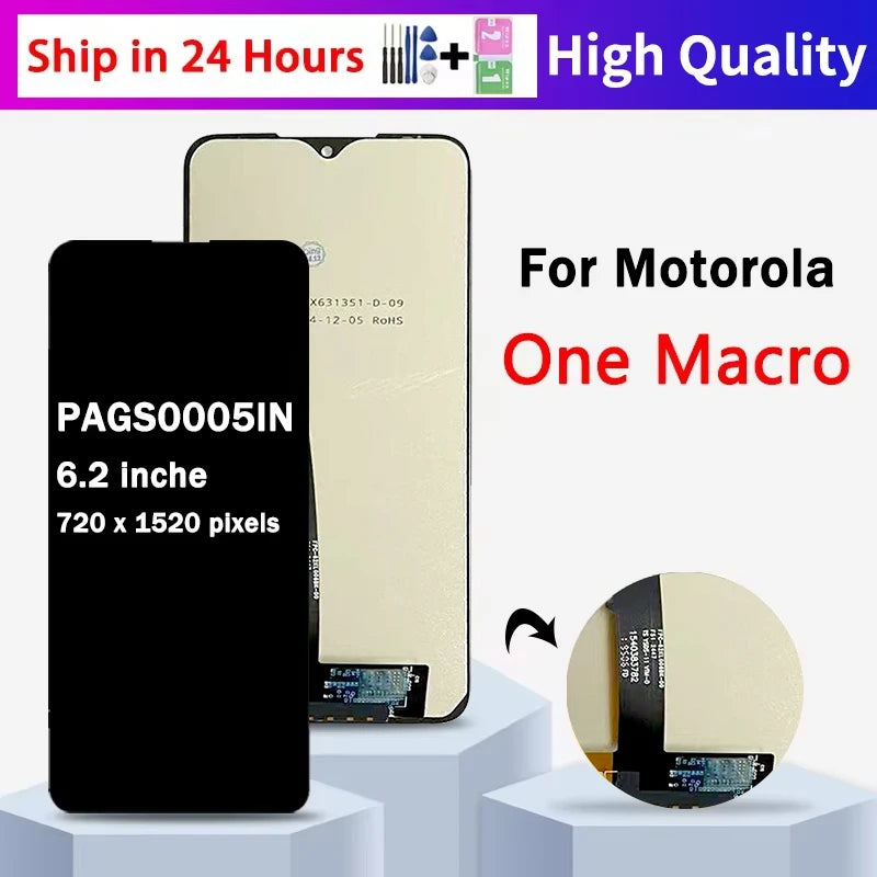 6.2" Screen For Motorola One Macro XT2016-2 XT2016-1 LCD Display Touch Screen Digitizer Assembly OneMacro PAGS0005IN Display Motorola phone repair parts