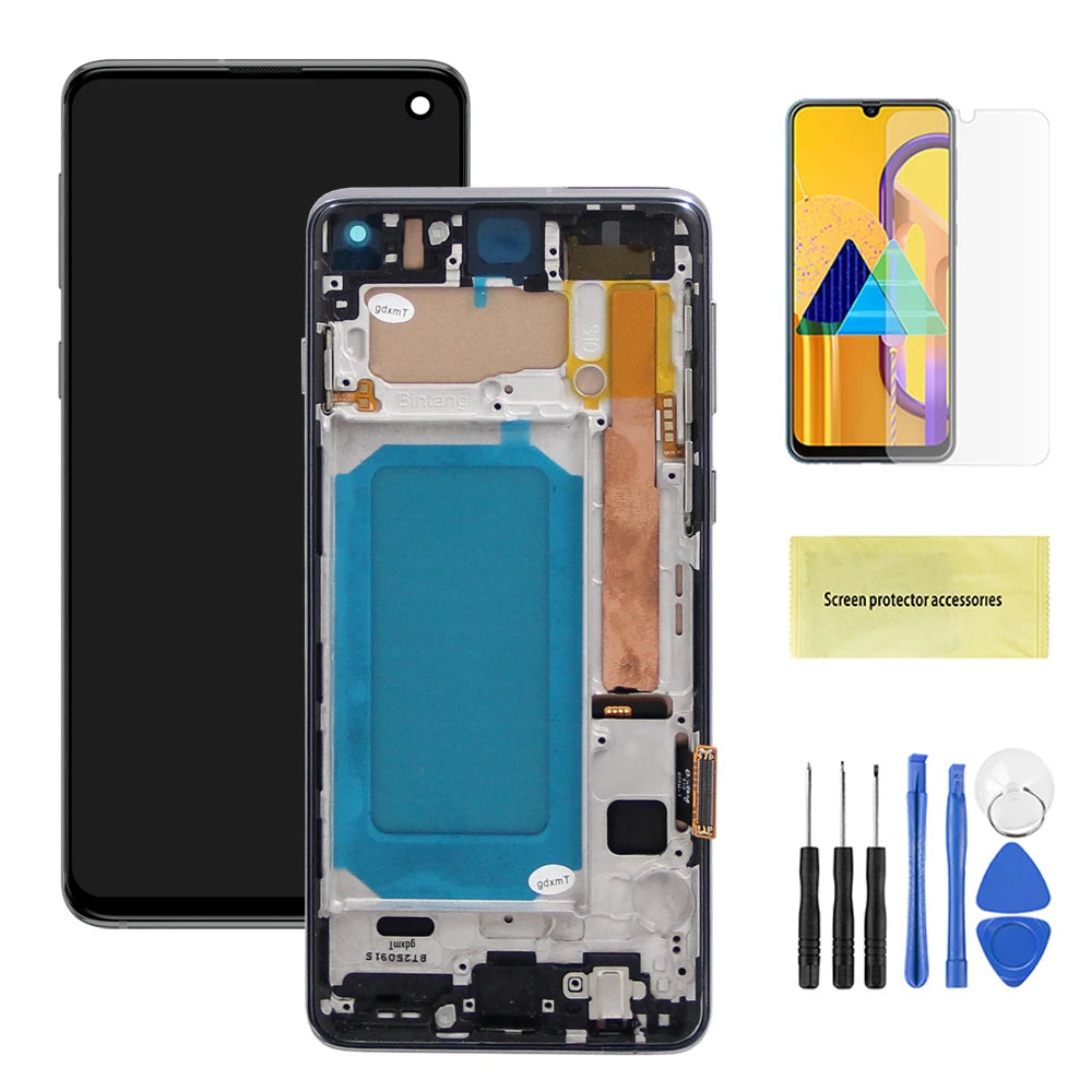 tft S10+ Screen Replacement, for Samsung Galaxy S10 Plus G975F Lcd Display Digital Touch Screen with Frame for Samsung S10 G973F Samsung phone repair parts