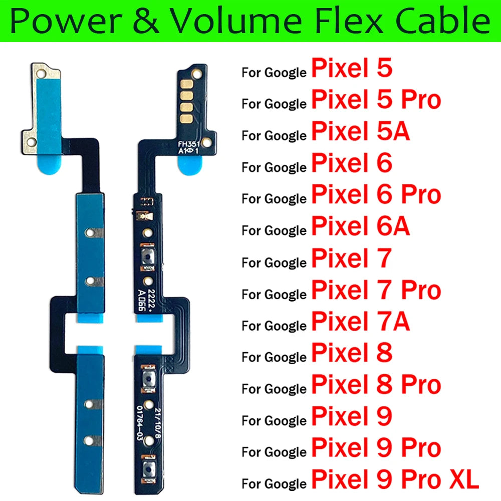 New Power on off Volume Key Button Flex Cable For Google Pixel 5 5A 6 6A 7 7A 8 9 Pro XL Google Pixel phone repair parts