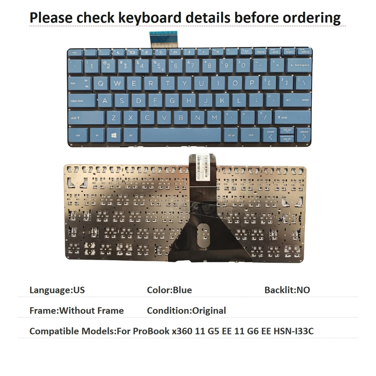 New US Arab Language  Keyboard For HP ProBook x360 11 G5 EE 11 G6 EE HSN-I33C Notebook PC Replacement Keyboard  HP laptop repair parts