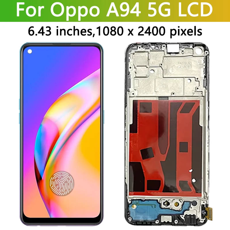 6.43" Display For OPPO A94 5G CPH2211 LCD Display With Frame Touch Screen Digitizer Assembly A94 5G Screen Replacement Oppo phone repair parts Realme phone repair parts