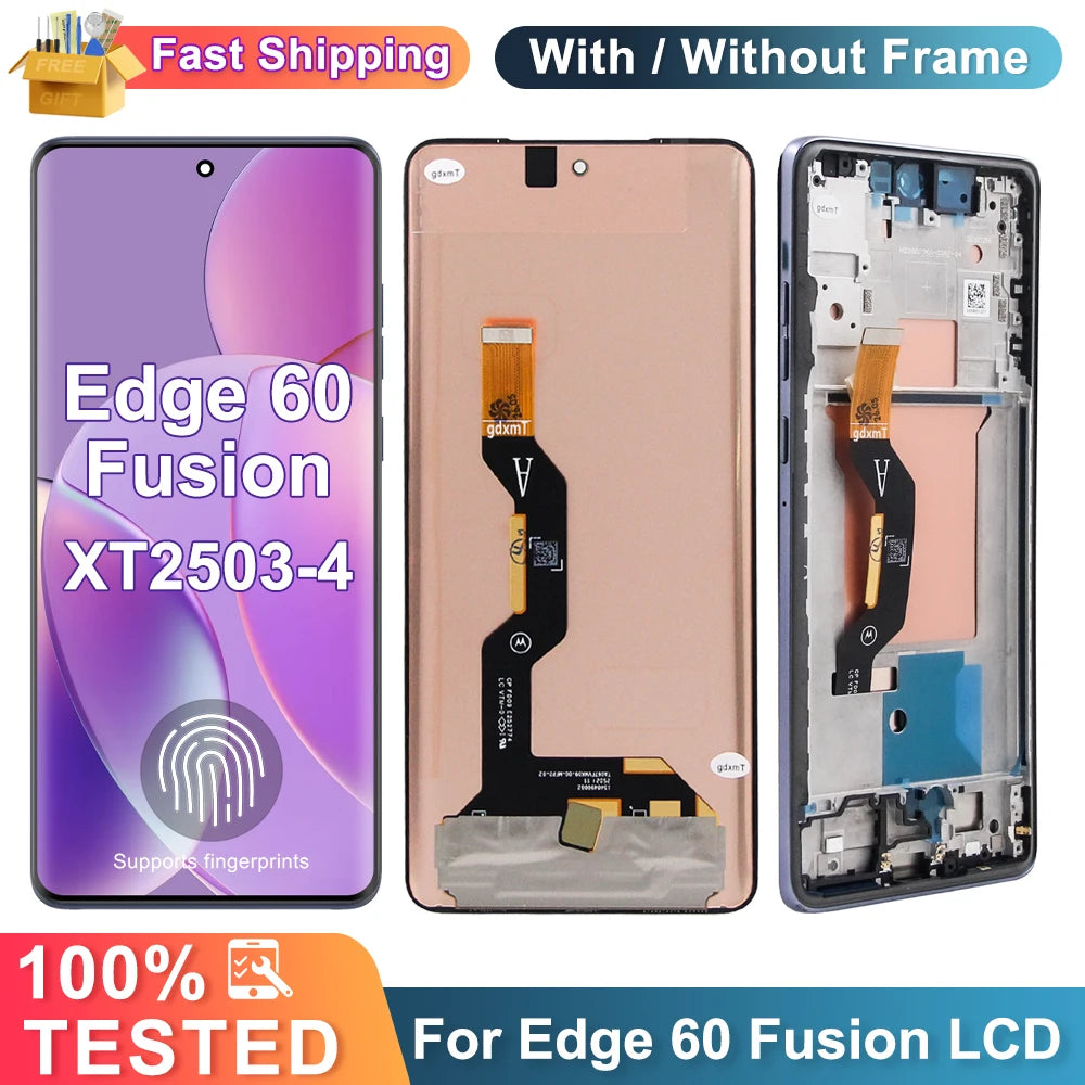 Edge60 Fusion XT2503-4 Screen With Fingerprint For Motorola Edge 60 Fusion LCD Display Touch Screen Digitizer Assembly Display Motorola phone repair parts