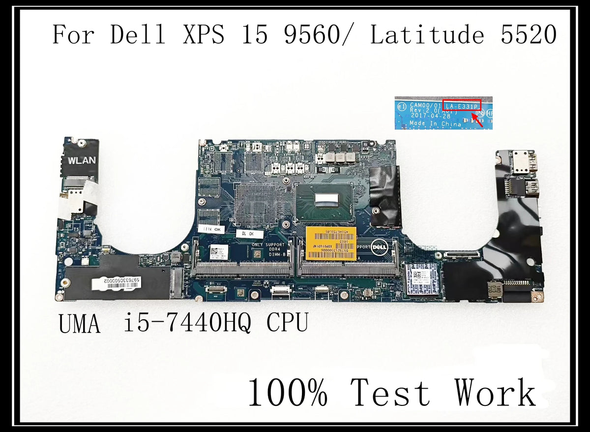 For Dell XPS 15 9560/Latitude 5520 Laptop Motherboard LA-E331P DDR4 with E3 I5 I7 7th Gen CPU 100% Test Work Dell laptop repair parts