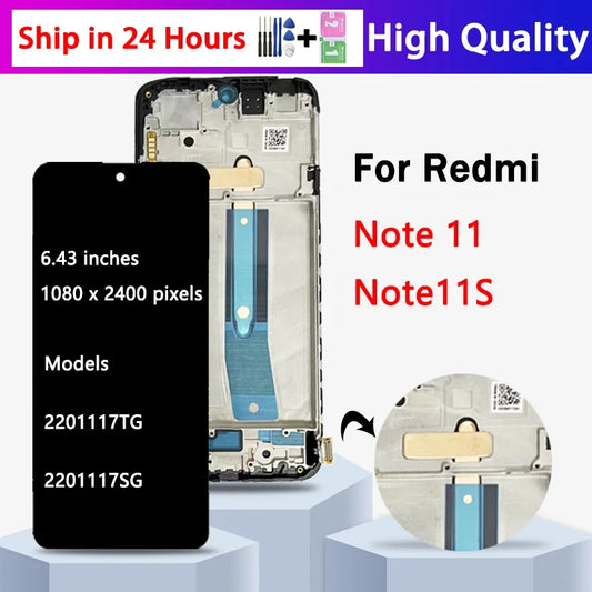 TFT/OLED/Ori For Redmi Note 11S Note11S LCD For Xiaomi Redmi Note 11 Display Note11 2201117TG Screen Touch Digitizer Assembly Xiaomi phone repair parts