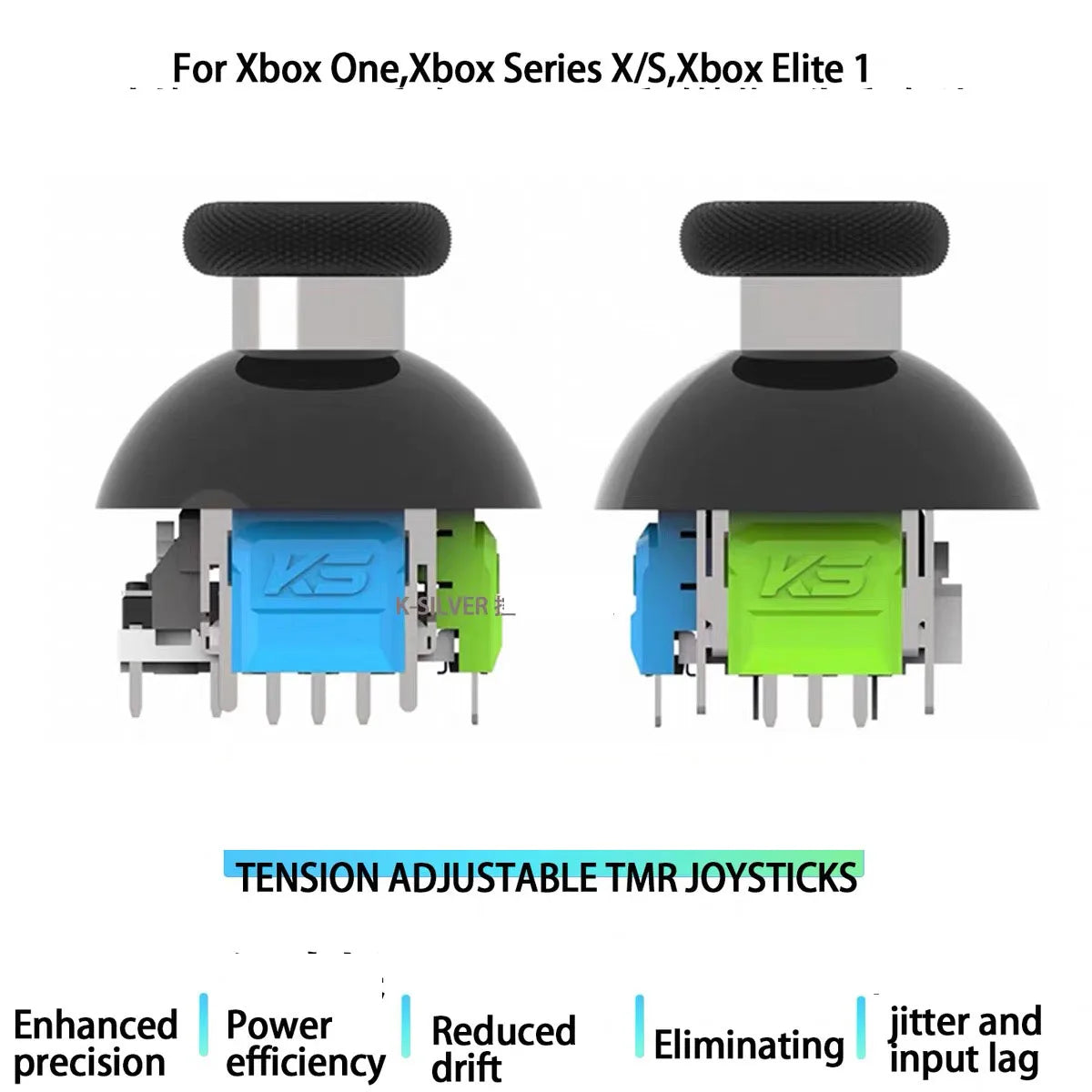 K-Silver JT13 Pro 320° Tension 30-80gf Adjustable TMR Joystick for PS5 PS4 Xbox Series Controller 3D Analog Thumb Stick No Drift Game console repair parts