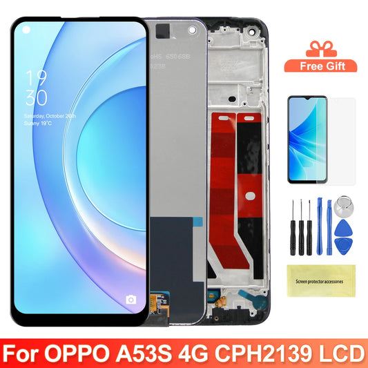 6.5" Display Screen for Oppo A53s CPH2139 CPH2135 Lcd Display Digital Touch Screen with Frame for Oppo A53s Screen Replacement OPPO phone repair parts