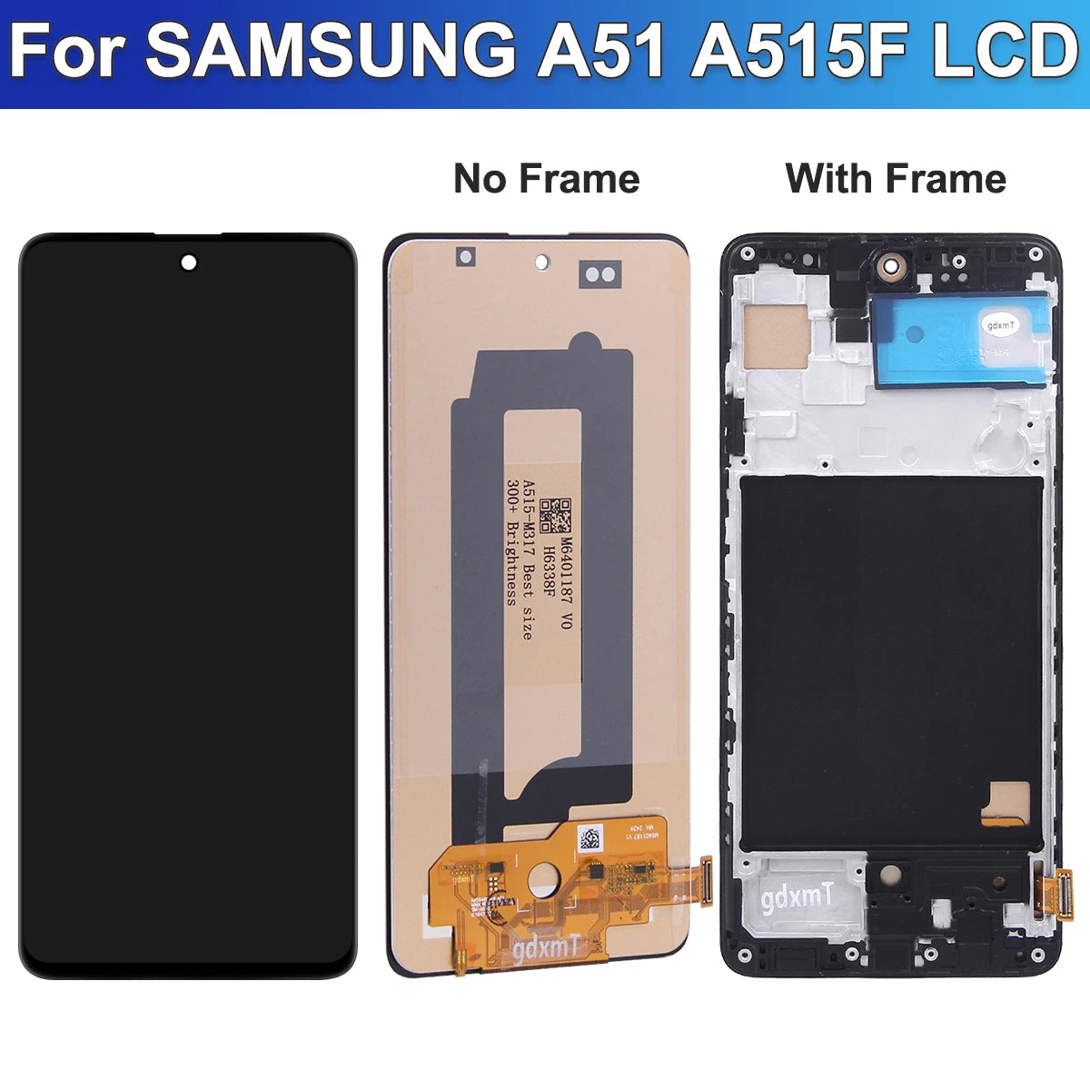A51 Display Screen With Frame, for Samsung Galaxy A51 A515 A515F Lcd Display Touch Screen Digitizer Replacement 100% Tested Samsung phone repair parts