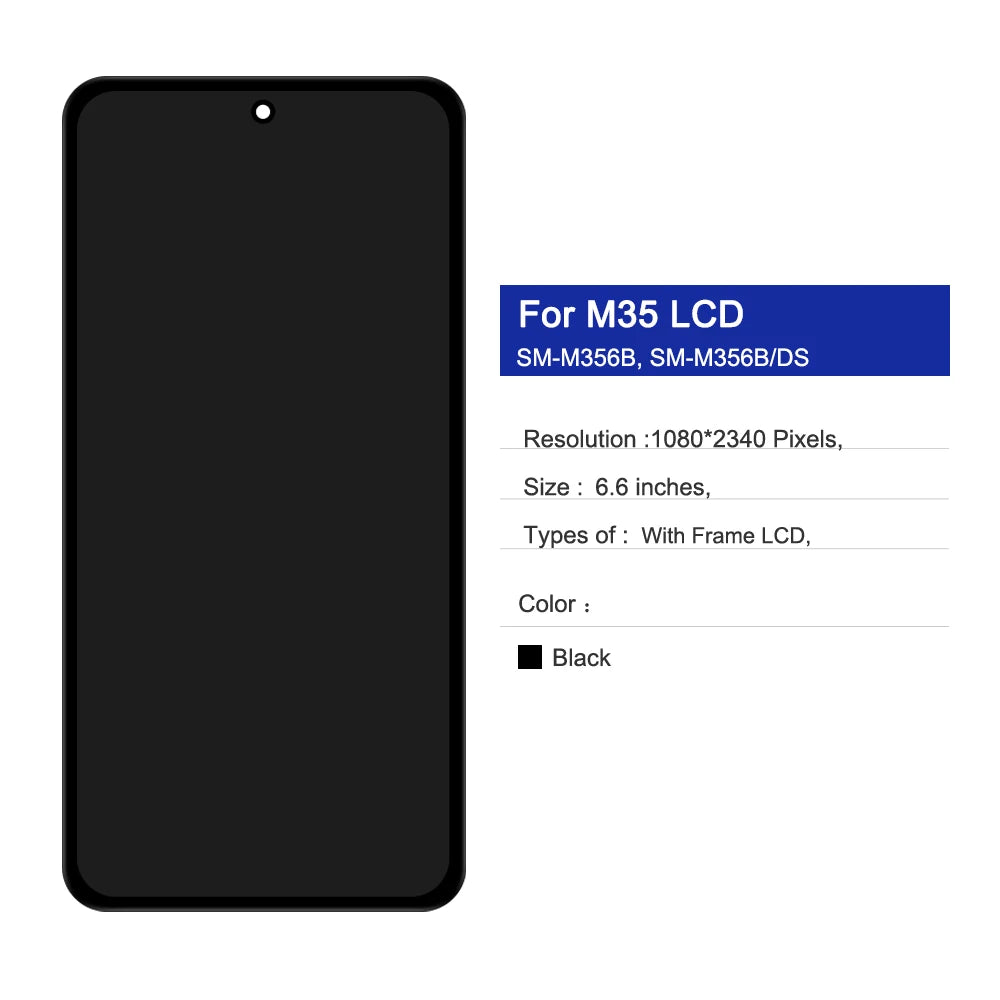 OLED/TFT For Samsung M35 LCD Display Touch Screen Digitizer Assembly Replacement SM-M356B, SM-M356B/DS M35 5G LCD Screen Samsung phone repair parts