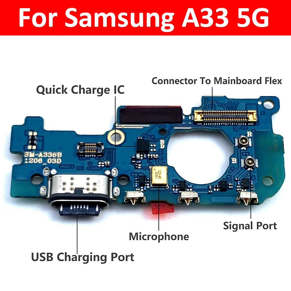 USB Charging Port Board Flex Cable Connector For Samsung A33 5G A336 A336B Microphone Module Samsung phone repair parts