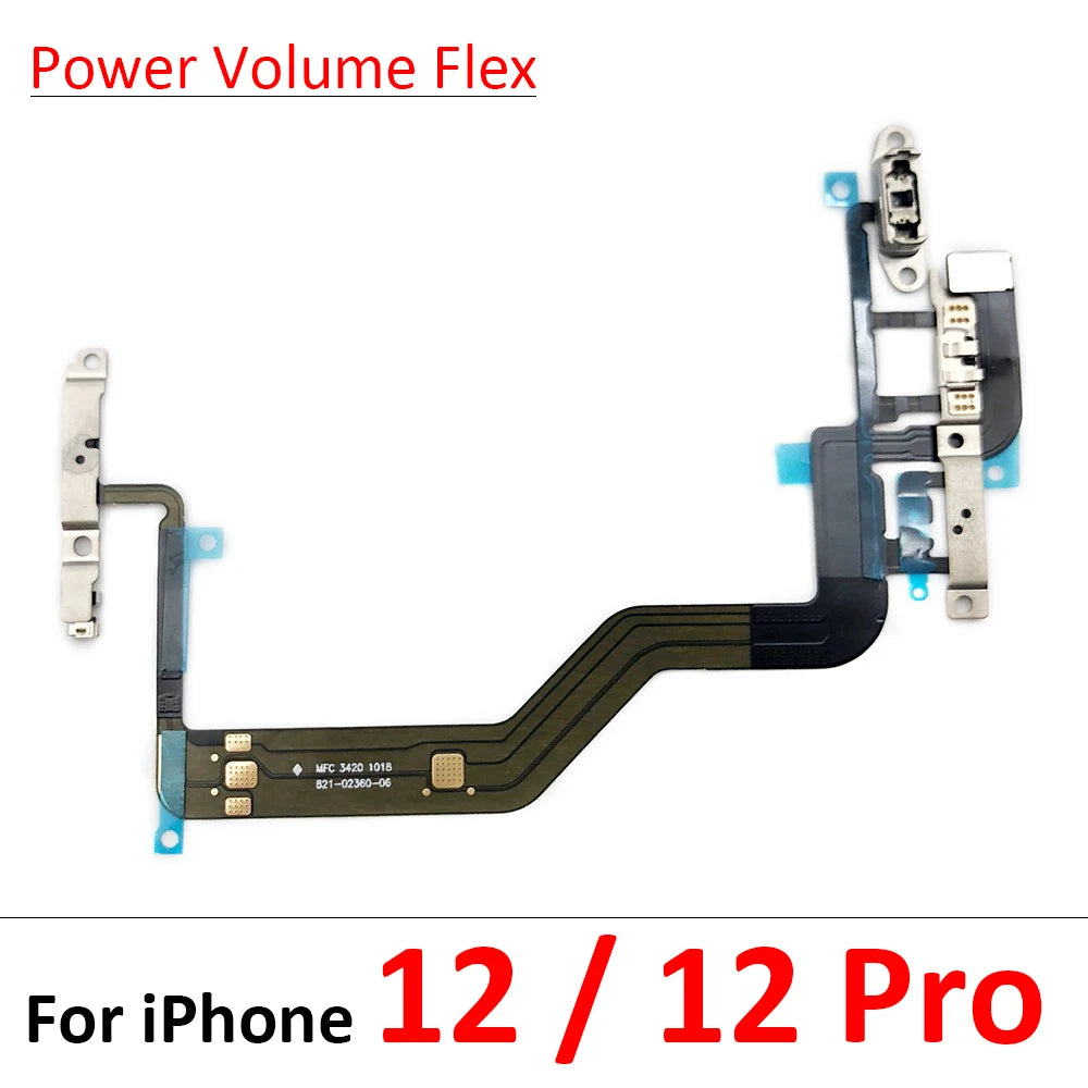 New For iPhone 11 11Pro 12 Pro 12Pro Max Mini Power Volume Buttons Key Switch Flex Cable With Metal Material Replacement Parts iPhone phone repair parts