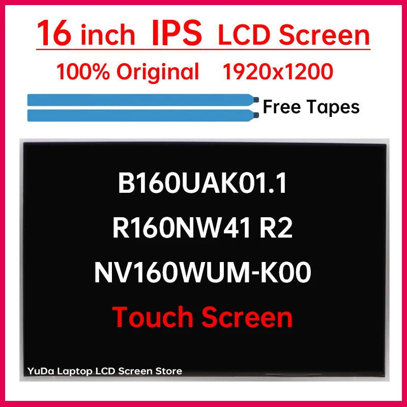 16" Laptop LCD Touch Screen B160UAK01.1 R160NW41 R2 NV160WUM-K00 Display Matrix Panel Replacement 1920x1200 45% NTSC eDP 40 Pins Laptop screen replacement