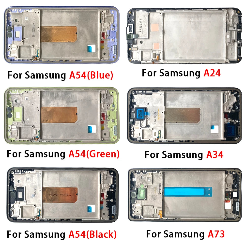 10Pcs, Middle Frame For Samsung A13 A14 A23 A24 A34 A54 A33 A73 4G 5G Front Frame Housing Bezel Repair Parts Samsung phone repair parts