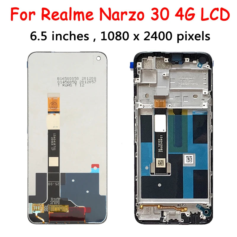 AAA+ For Oppo Realme Narzo 30 4G/5G LCD RMX2156 RMX3242 LCD Display Touch Panel Digitizer For Realme Narzo 30 Pro 5G RMX2117 Oppo phone repair parts Realme phone repair parts