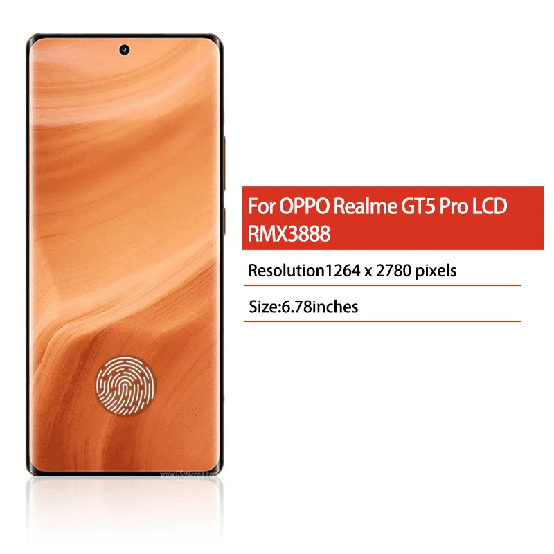 6.78“AMOLED For Realme GT5 Pro Lcd Display Touch Panel Screen Digitizer For Realme GT 5Pro RMX3888 LCD Repair Parts  Oppo phone repair parts