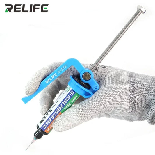 RELIFE RL-062D Labor-Saving 5-10CC New Solder Paste Booster UV Solder Mask Ink Welding Oil Pusher for Motherboard Repair Tools Professional Repair Tools