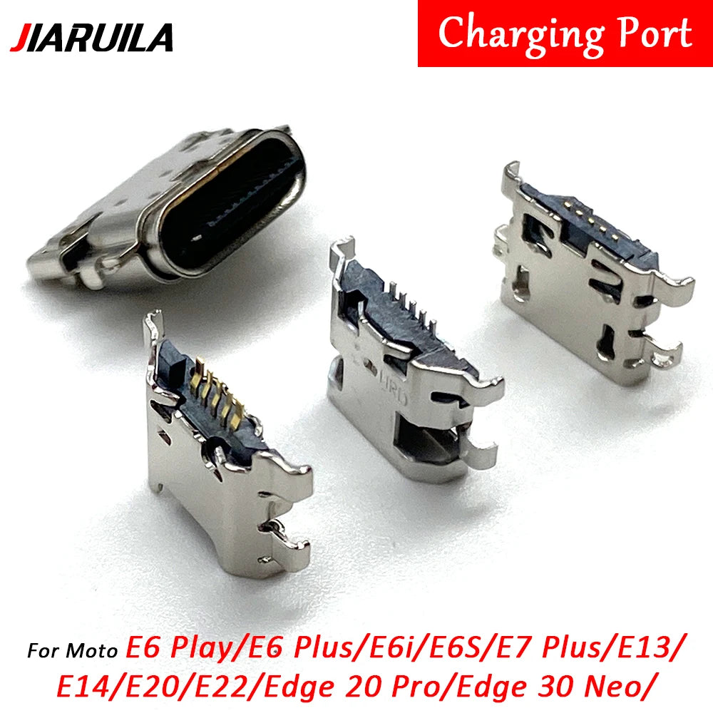 2Pcs, Charger USB Charging Port Dock Connector Socket For Moto Edge 20 30 40 50 Neo E6 E6s E7 E13 E14 E20 E30 E32 E22 Plus Play Motorola phone repair parts