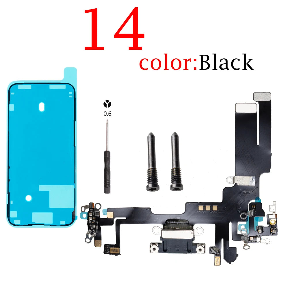 Charging USB Port Flex For iPhone 11 14 Pro Max 12 13Pro Charging Port Dock Connector Flex Cable With MicroPhone Jack Flex Cable iPhone phone repair parts