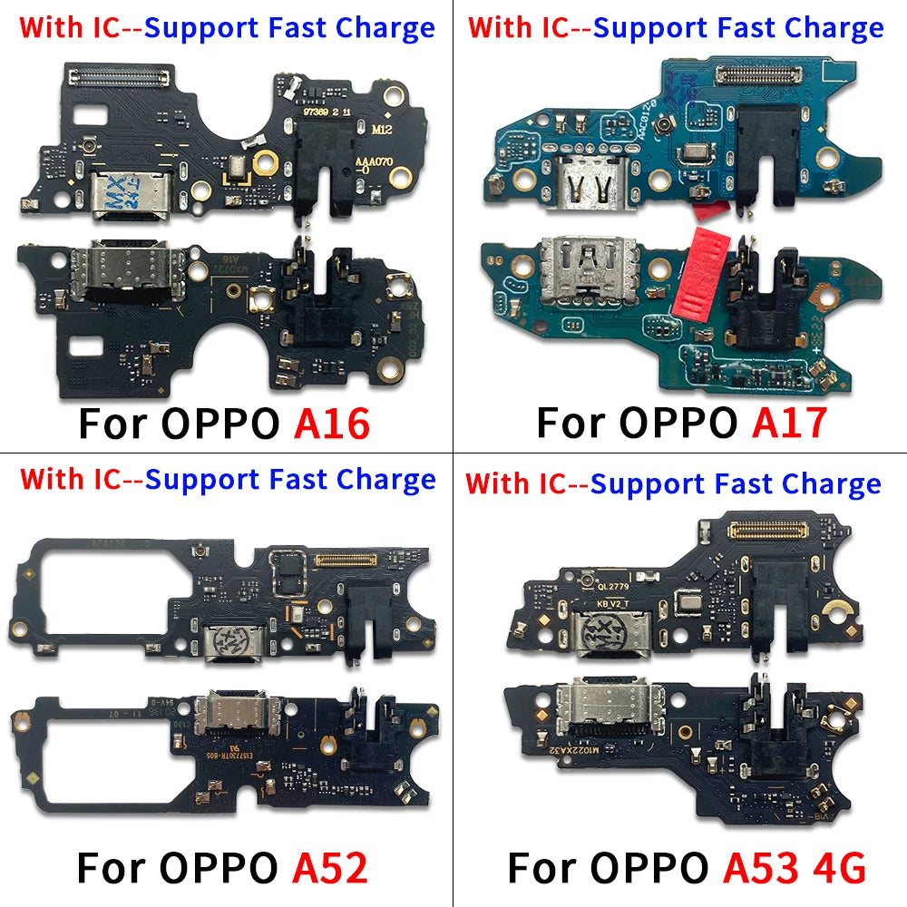 10Pcs USB Charger Charging Dock Port Connector Flex Cable For OPPO A17 A52 A92 A53 A54 A55 A56 A57 A58 A93 A94 A95 A96 A97 4G 5G OPPO phone repair parts
