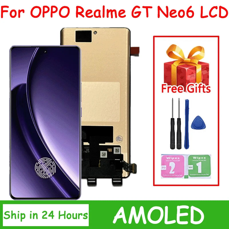 6.78“AMOLED For Realme GT Neo6 Lcd RMX3852 Display Touch Panel Screen Digitizer For Realme GT Neo 6 LCD Replacement Oppo phone repair parts Realme phone repair parts
