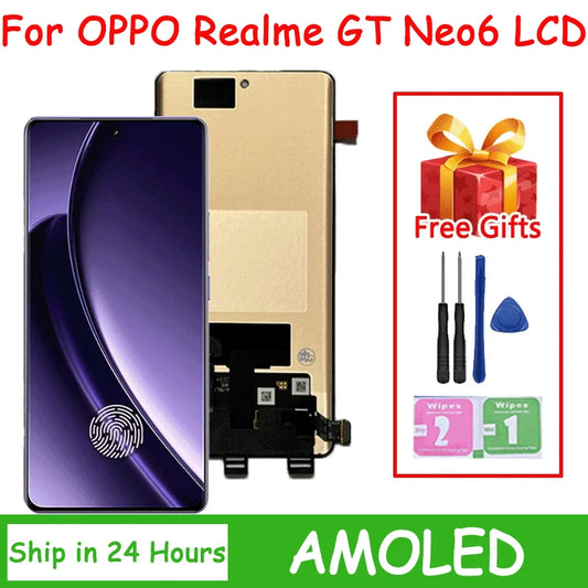 6.78“AMOLED For Realme GT Neo6 Lcd RMX3852 Display Touch Panel Screen Digitizer For Realme GT Neo 6 LCD Replacement Oppo phone repair parts Realme phone repair parts
