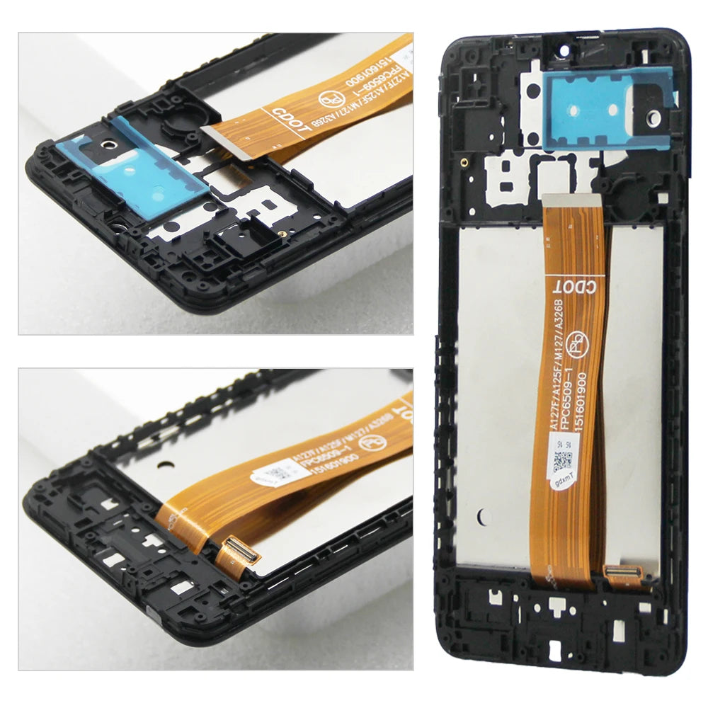 6.5'' A12 Display Screen with Frame, for Samsung Galaxy A12 A125 A125F Lcd Display Touch Screen Digitizer Assembly Replacement Samsung phone repair parts