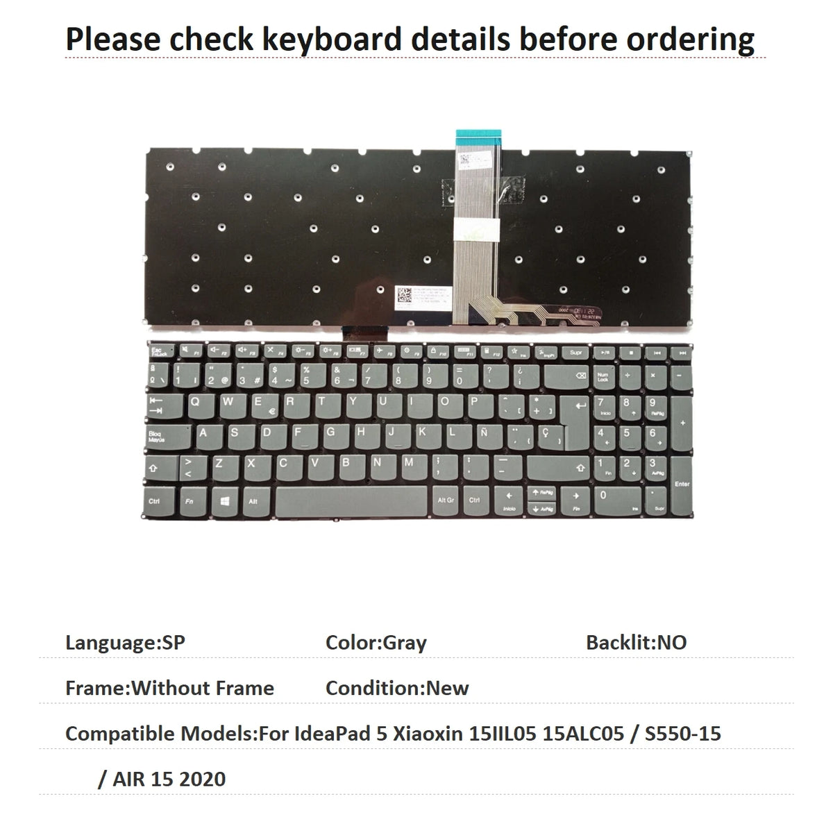 New US Russian Spanish Brazil Language  Backlit Keyboard For Lenovo IdeaPad 5 Xiaoxin 15IIL05 15ALC05 / S550-15 / AIR 15 2020 Lenovo laptop repair parts