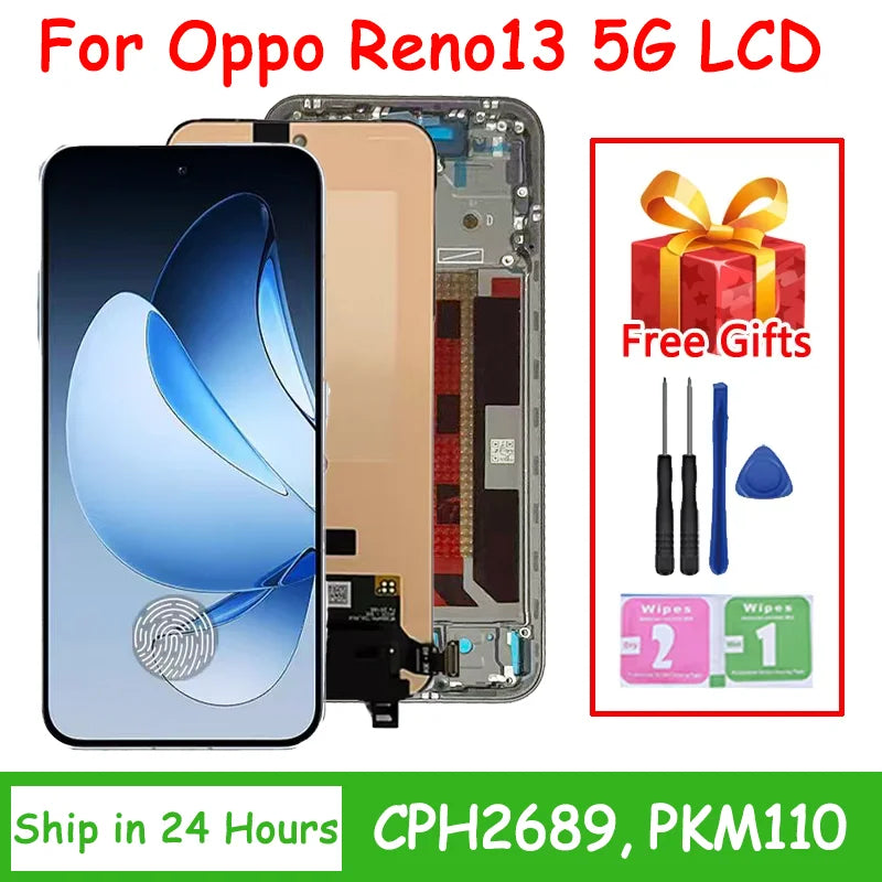 6.59"AMOLED For Oppo Reno13 5G CPH2689 LCD Display Screen Touch Digitizer Assembly For Oppo Reno 13 5G PKM110 Display Oppo phone repair parts Realme phone repair parts