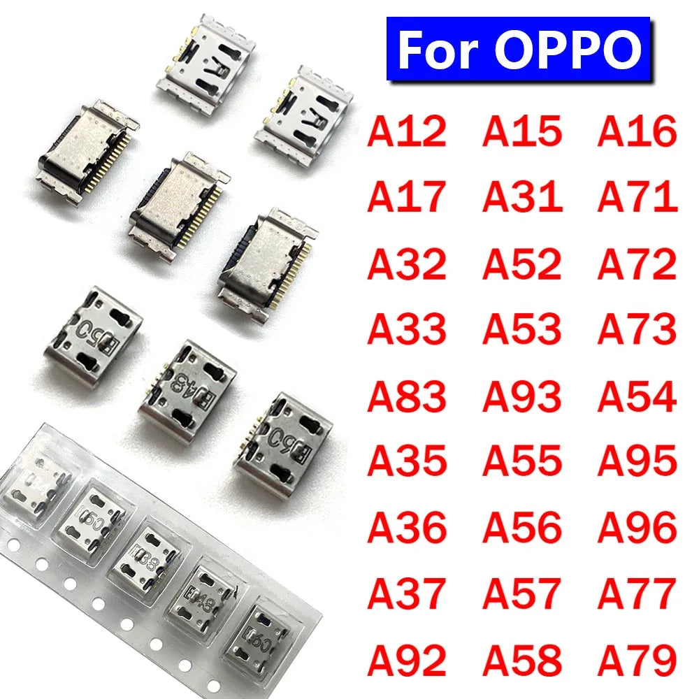 2Pcs, Charger USB Charging Port Dock Connector Socket For OPPO A33 A36 A56 A12 A15 A31 A16 A32 A52 A72 A92 A35 A57 A71 A73 A77 OPPO phone repair parts