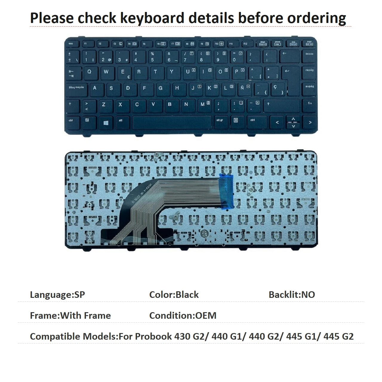 New US Russian Spanish Arab Language  Backlit Keyboard For HP Probook 430 G2/ 440 G1/ 440 G2/ 445 G1/ 445 G2  HP laptop repair parts