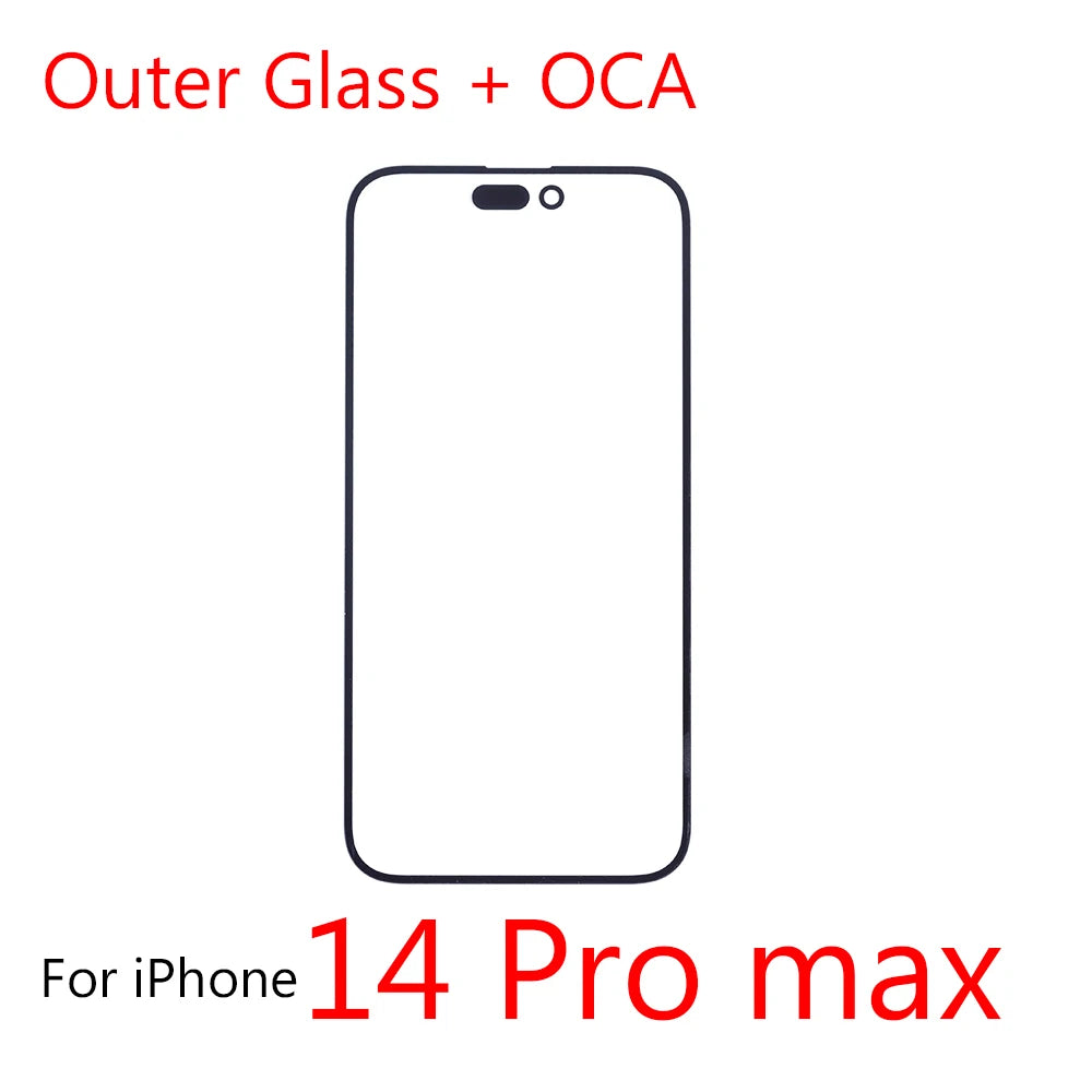 1pcs For iPhone 16 16Pro 15 15pro 14pro 13pro 13 12 Pro max OLED/LCD Front Outer Touch Screen OCA Glass Repalcement iPhone phone repair parts