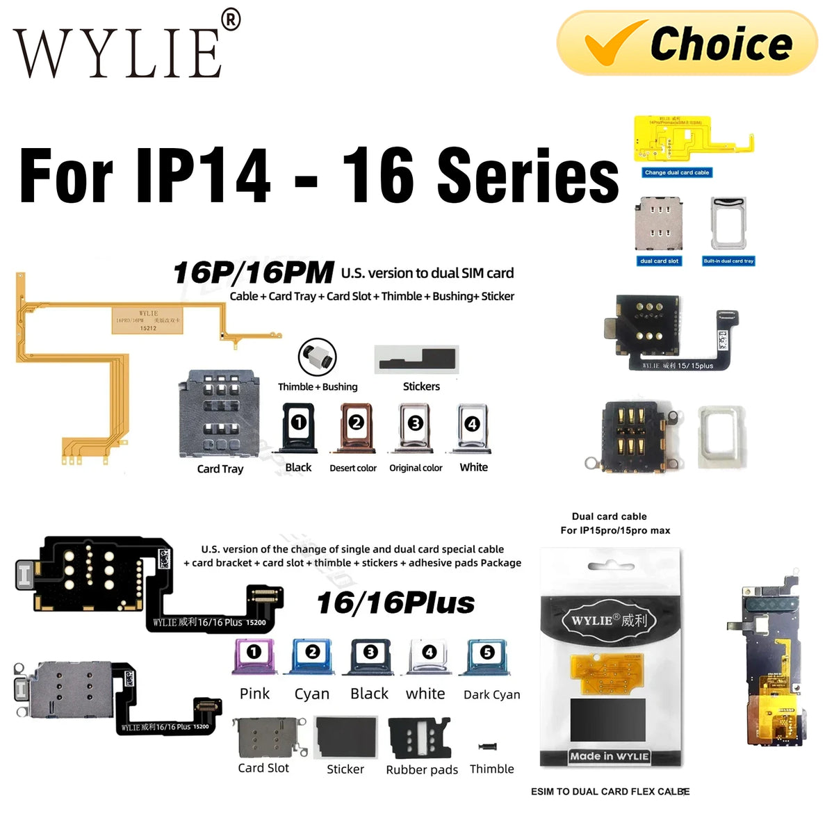 WYLIE Dual Card Change to Single Card Cable for IPHONE 14/15 16Pro Max Series eSIM to SIM No Need Separation No Damage Flex Part Professional Repair Tools