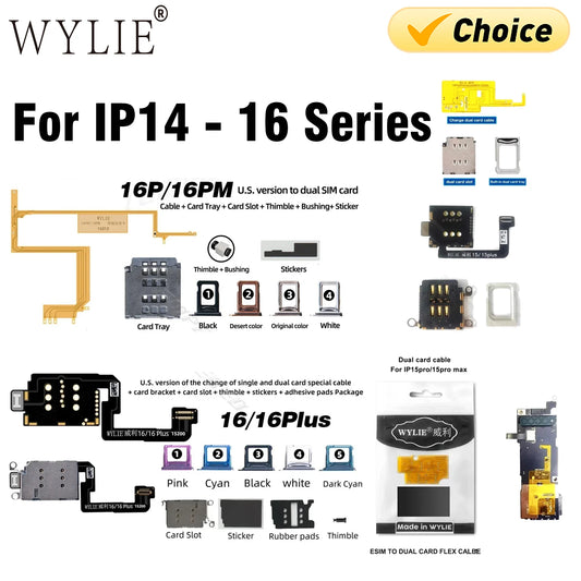 WYLIE Dual Card Change to Single Card Cable for IPHONE 14/15 16Pro Max Series eSIM to SIM No Need Separation No Damage Flex Part Professional Repair Tools