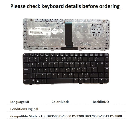 New UI Language  Keyboard For HP DV3500 DV3000 DV3200 DV3700 DV3011 DV3800 Notebook PC Replacement Keyboard  HP laptop repair parts